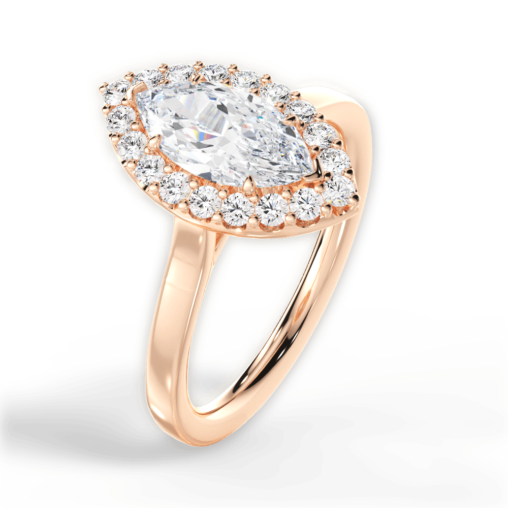 Fiona Marquise Cut Lab Grown Diamond 18Kt Rose Gold Engagement Ring - View 3