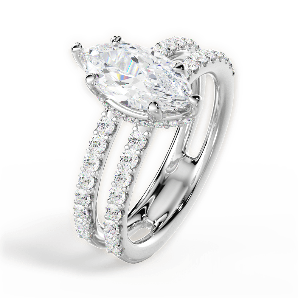 Christie Marquise Cut Lab Grown Diamond 14Kt White Gold Engagement Ring - View 3