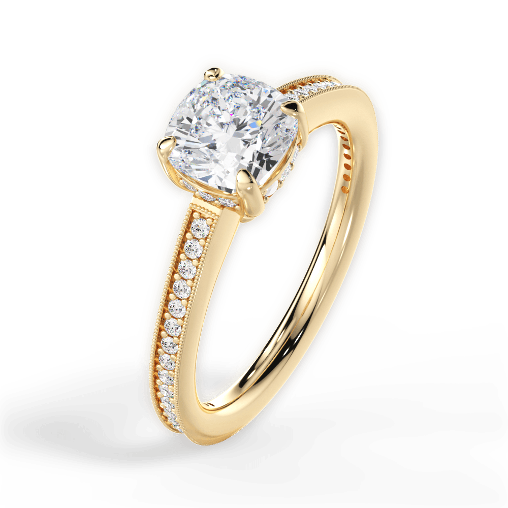 Janet Cushion Cut Lab Grown Diamond 18Kt Yellow Gold Engagement Ring - View 4