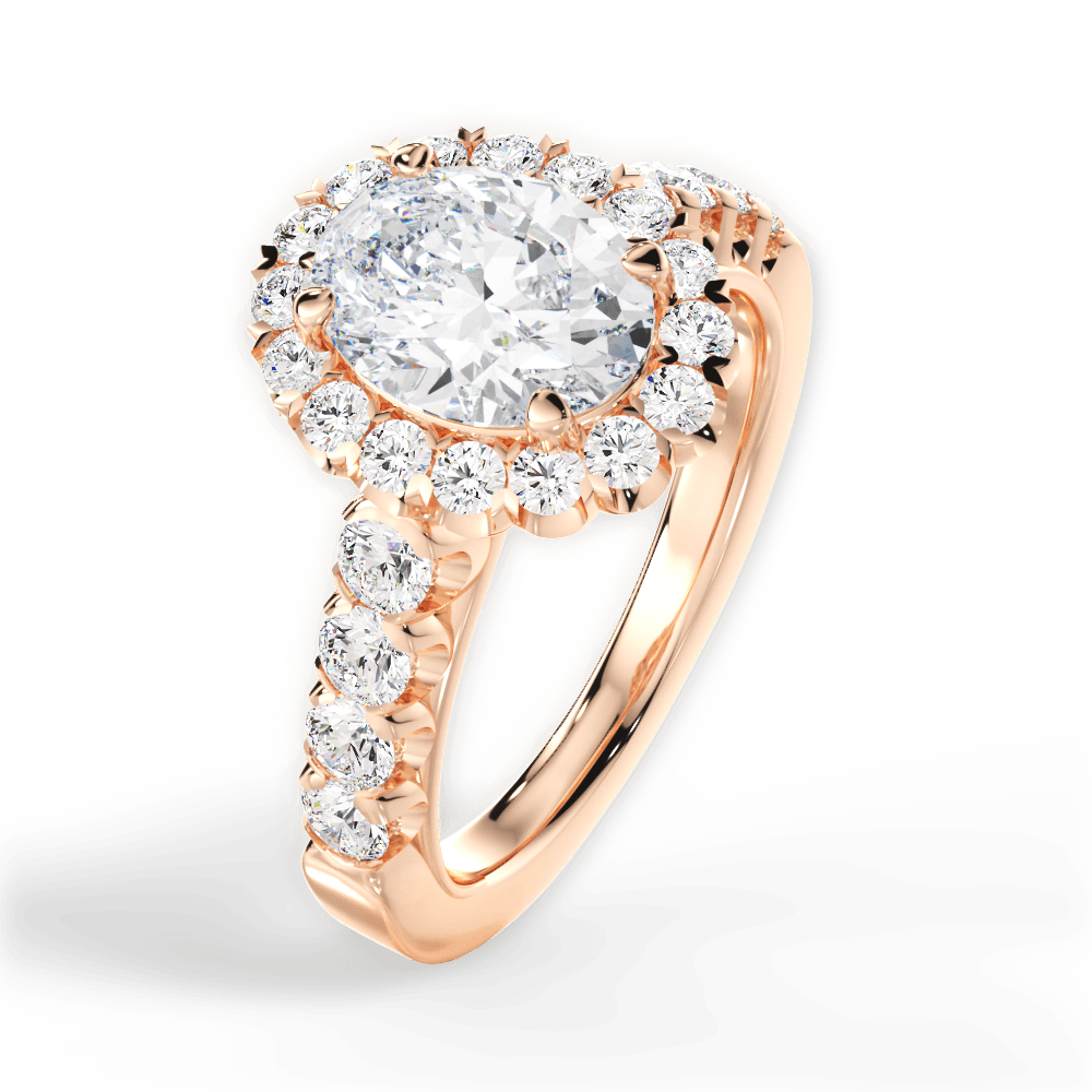 Lacey Oval Cut Lab Grown Diamond 18Kt Rose Gold Engagement Ring - View 4