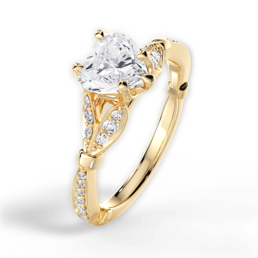 Geraldine Heart Cut Lab Grown Diamond 18Kt Yellow Gold Engagement Ring - View 4