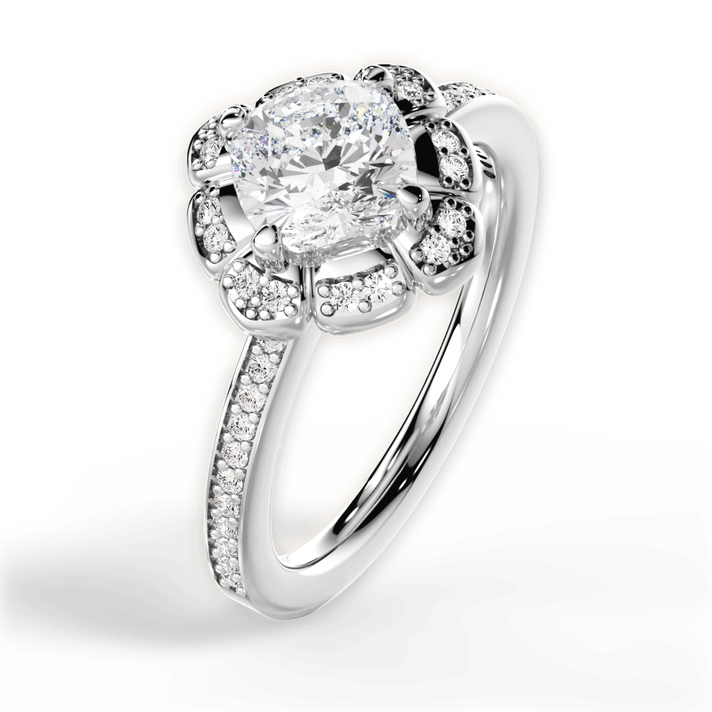 Hayley Cushion Cut Lab Grown Diamond 18Kt White Gold Engagement Ring - View 2