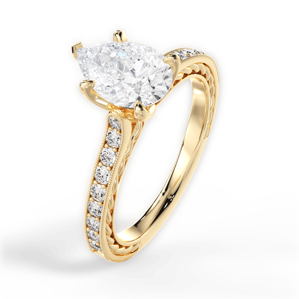 Gilda Pear Cut Lab Grown Diamond 18Kt Yellow Gold Engagement Ring - View 2