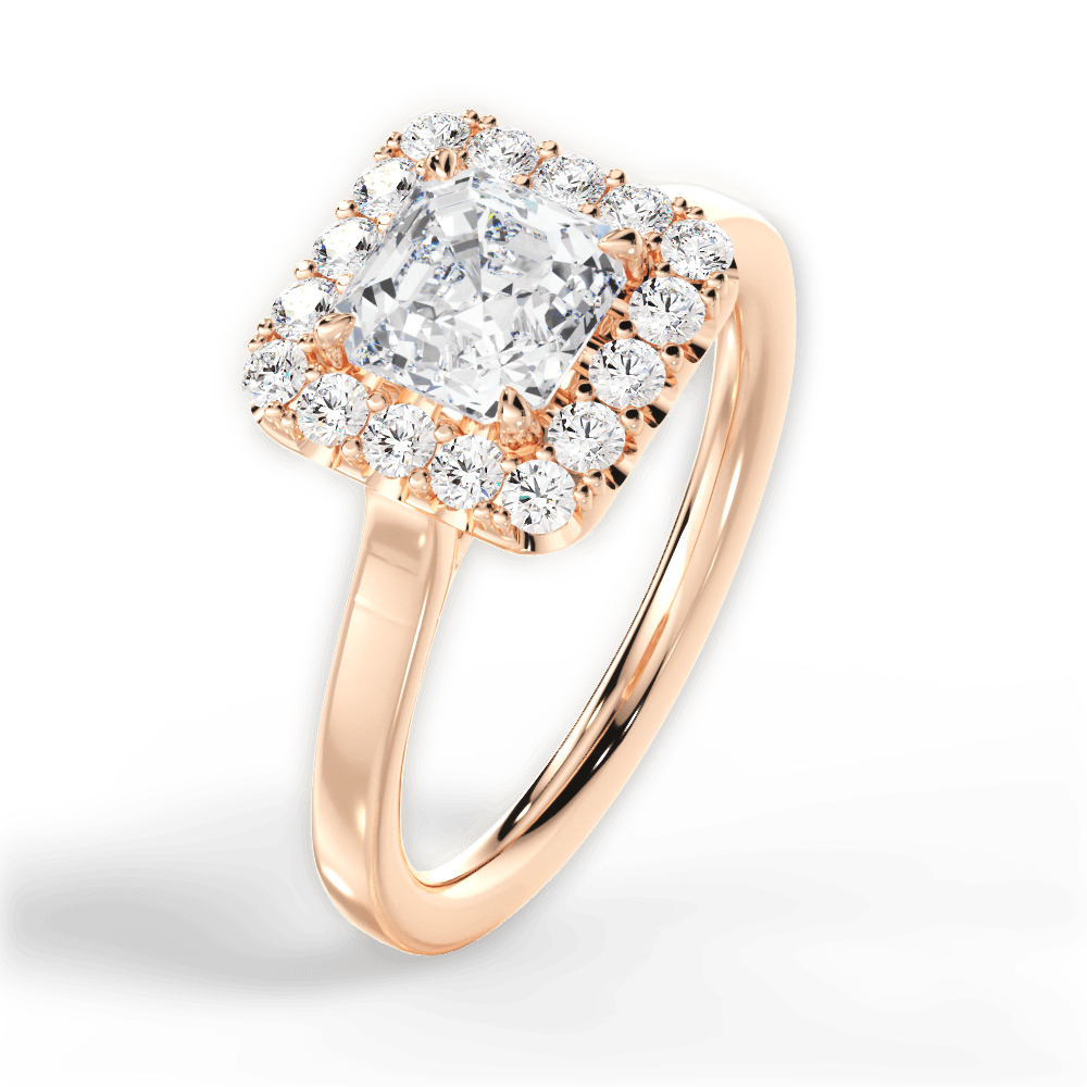 Fiona Asscher Cut Lab Grown Diamond 18Kt Rose Gold Engagement Ring - View 2