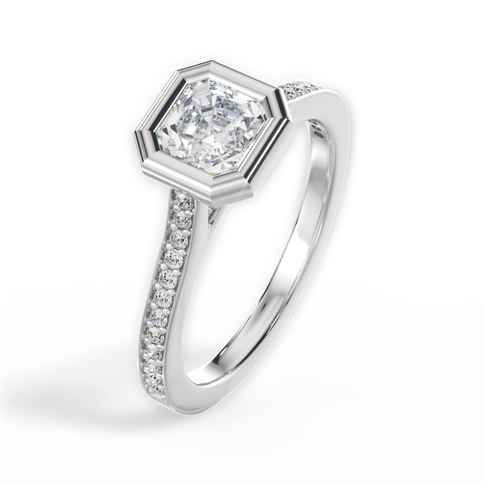 Deanna Asscher Cut Lab Grown Diamond 18Kt White Gold Engagement Ring - View 3