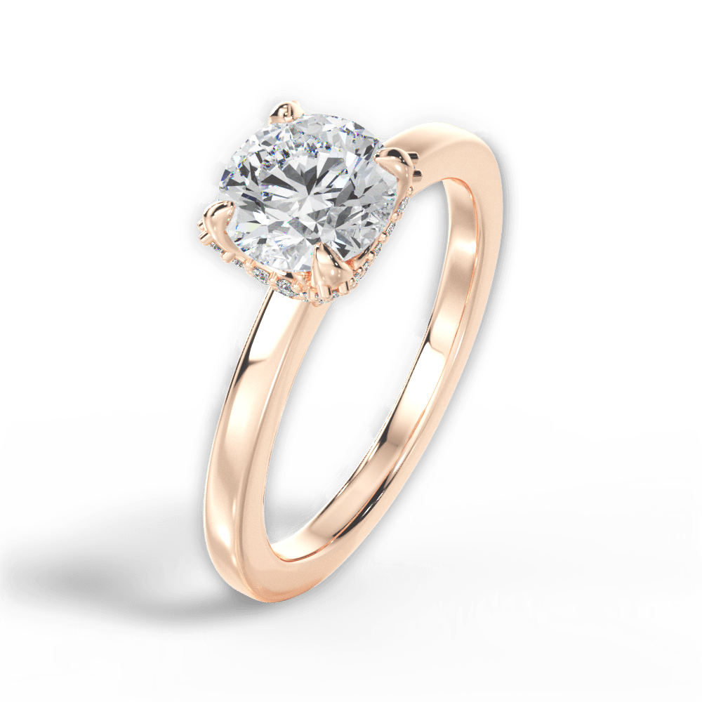 Gemma Round Cut Lab Grown Diamond 18Kt Rose Gold Engagement Ring - View 3