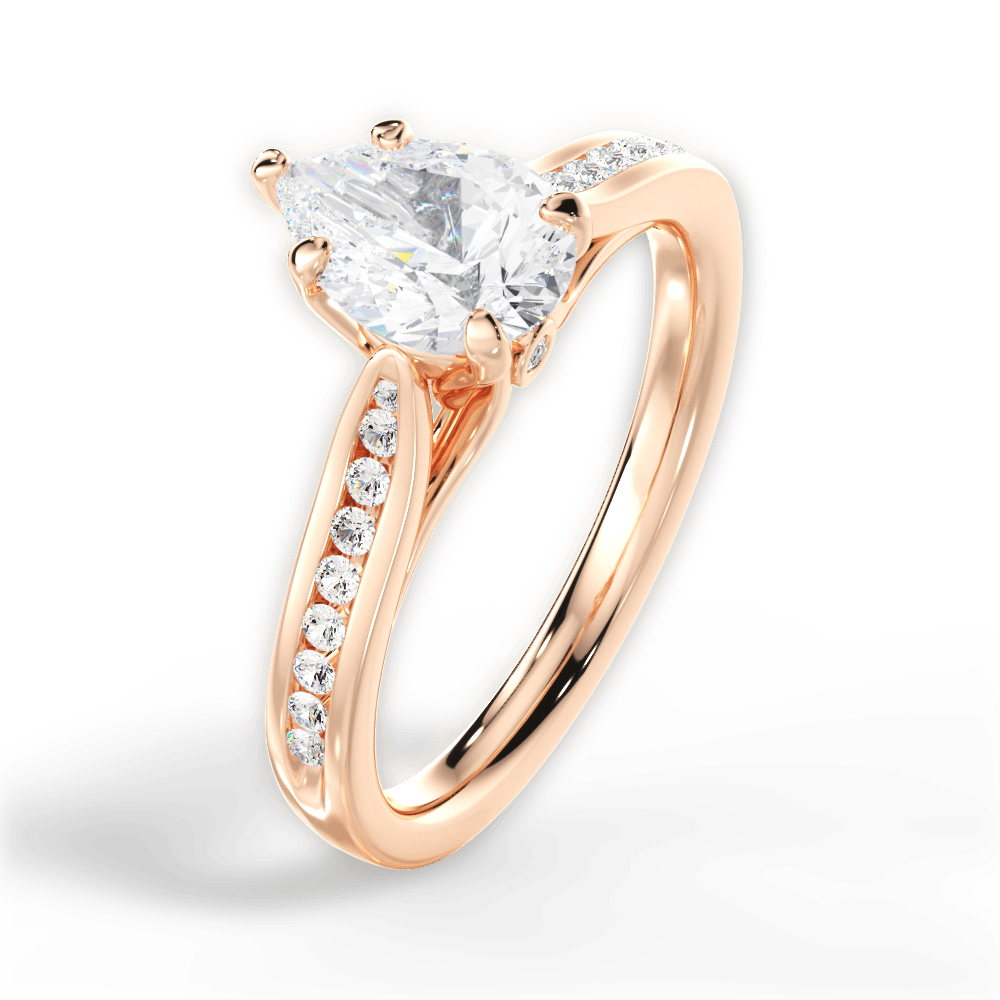 Elena Pear Cut Lab Grown Diamond 18Kt Rose Gold Engagement Ring - View 3