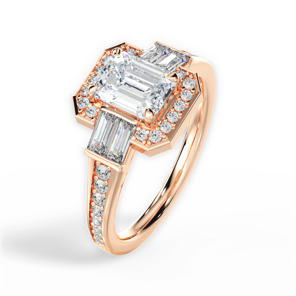 Katherine Emerald Cut Lab Grown Diamond 18Kt Rose Gold Engagement Ring - View 2