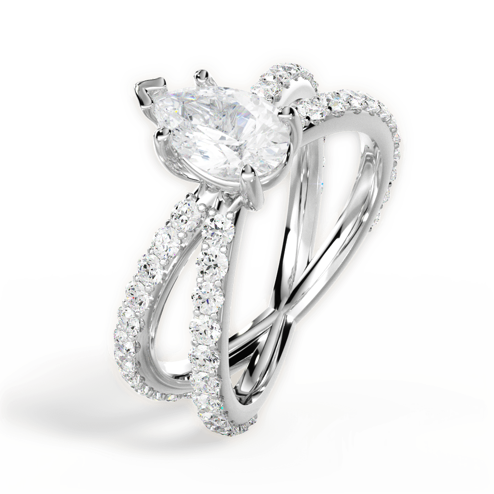 Lauren Pear Cut Lab Grown Diamond Platinum Engagement Ring - View 4