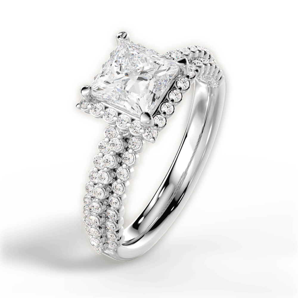 Jocelyn Princess Cut Lab Grown Diamond Platinum Engagement Ring - View 2