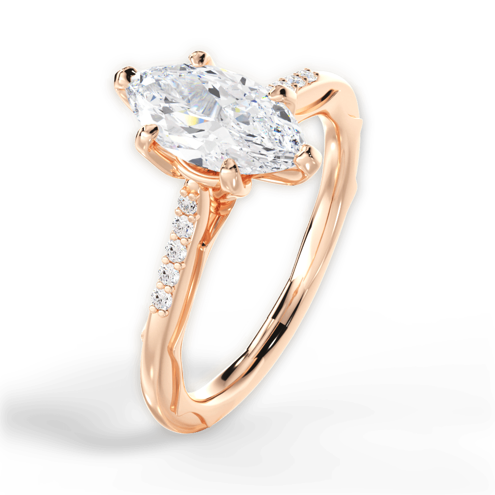 Christina Marquise Cut Lab Grown Diamond 18Kt Rose Gold Engagement Ring - View 4