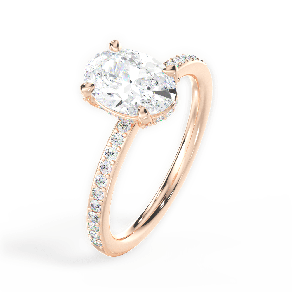 Janice Oval Cut Lab Grown Diamond 18Kt Rose Gold Engagement Ring - View 4