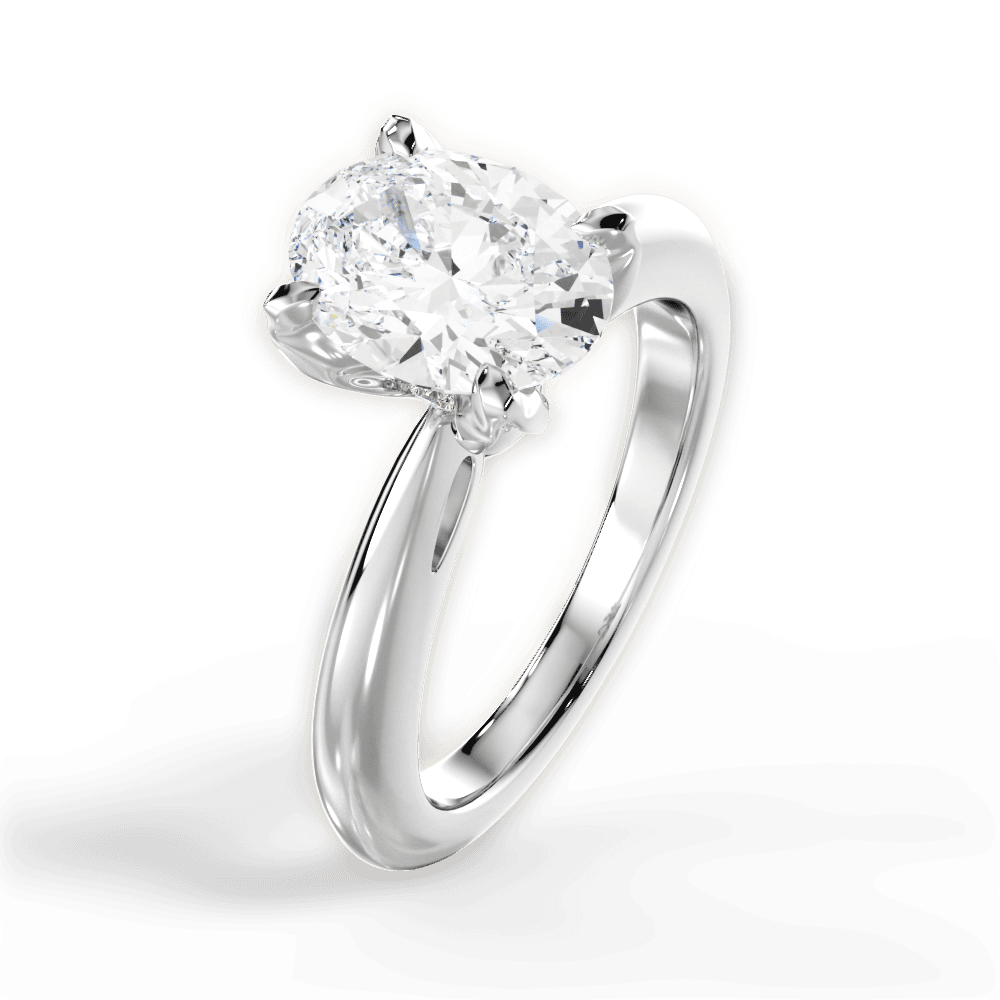 Elaine Oval Cut Lab Grown Diamond 18Kt White Gold Engagement Ring - View 3