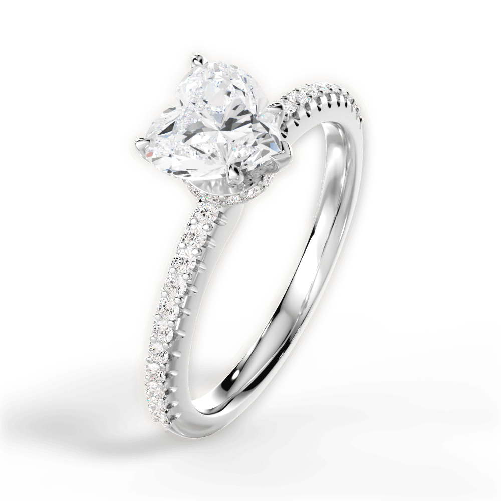 Giselle Heart Cut Lab Grown Diamond 14Kt White Gold Engagement Ring - View 4
