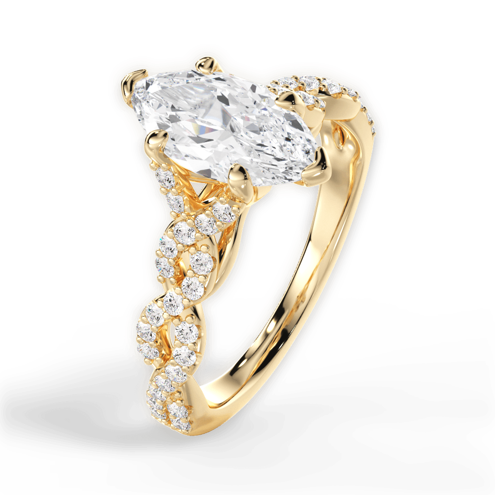 Justine Marquise Cut Lab Grown Diamond 18Kt Yellow Gold Engagement Ring - View 3