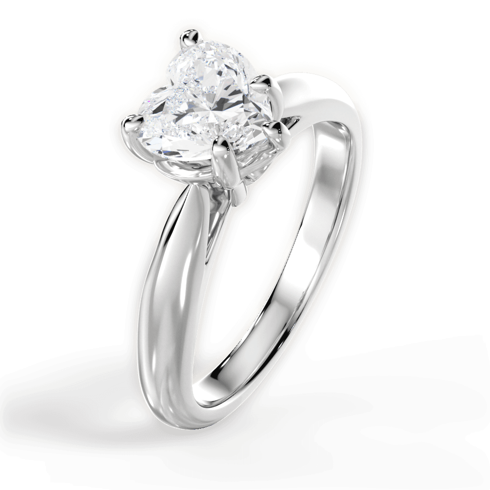 Beverly Heart Cut Lab Grown Diamond 18Kt White Gold Engagement Ring - View 4