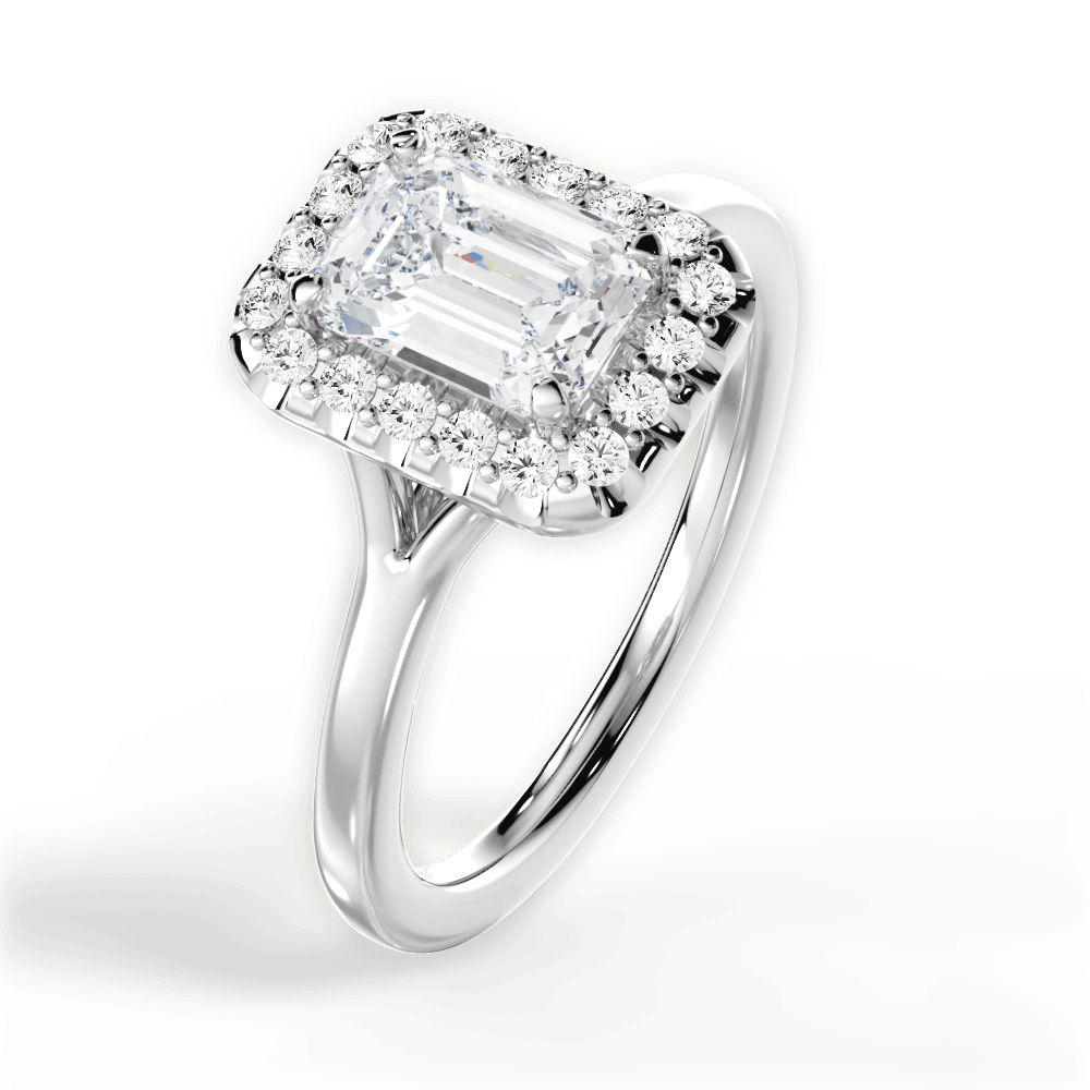 Geneva Emerald Cut Lab Grown Diamond 14Kt White Gold Engagement Ring - View 4