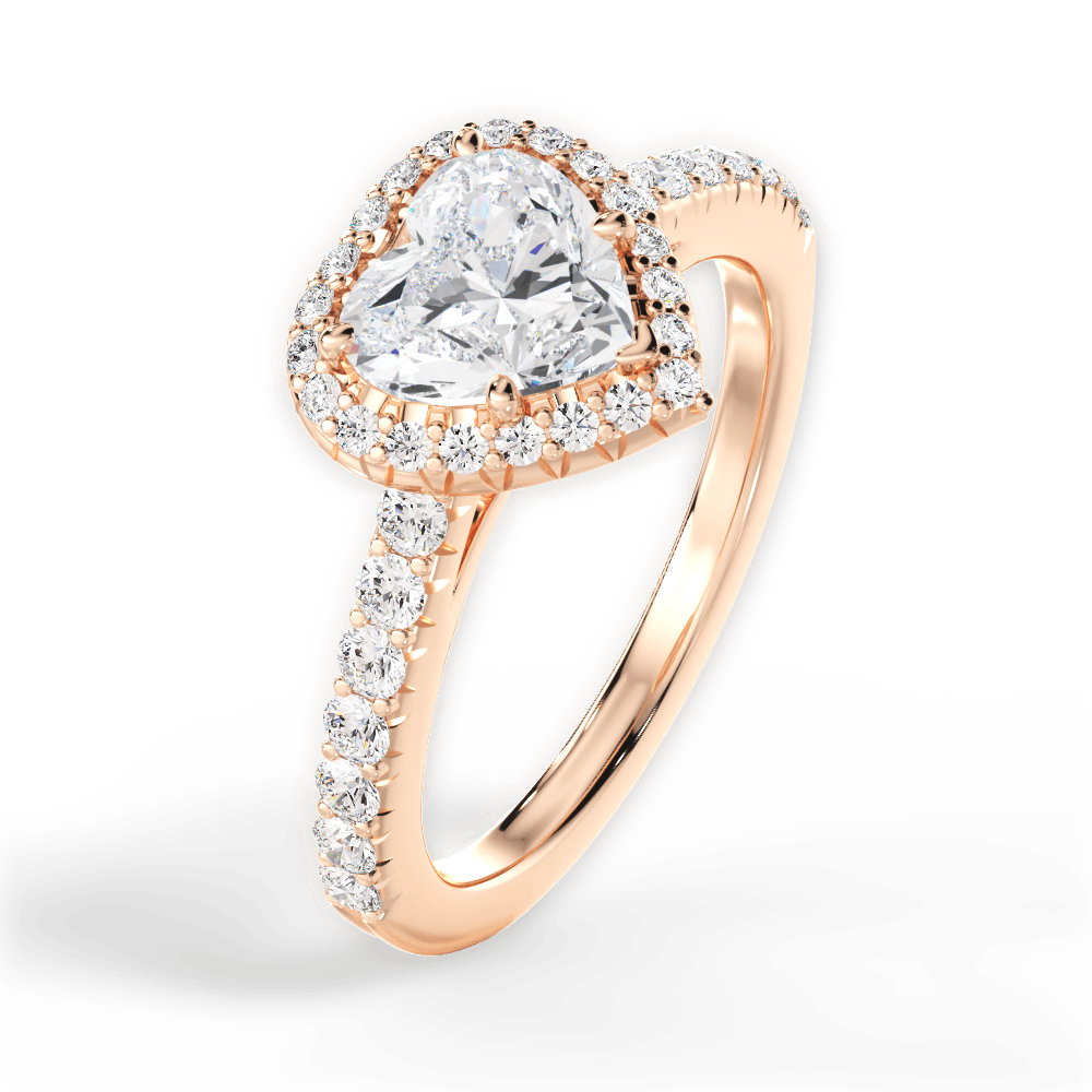 Kathleen Heart Cut Lab Grown Diamond 18Kt Rose Gold Engagement Ring - View 2