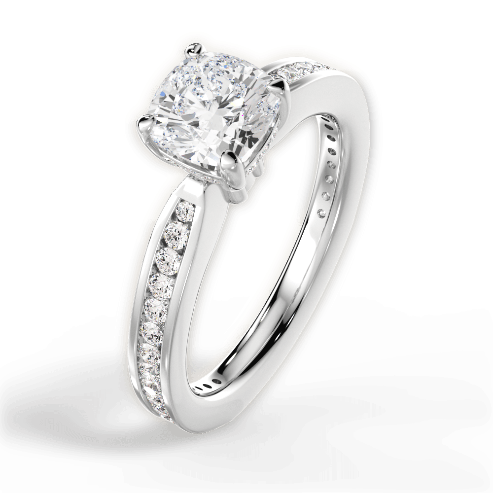 Katelyn Cushion Cut Lab Grown Diamond 18Kt White Gold Engagement Ring - View 2