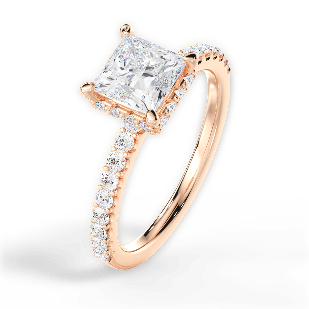 Isabella Princess Cut Lab Grown Diamond 18Kt Rose Gold Engagement Ring - View 2