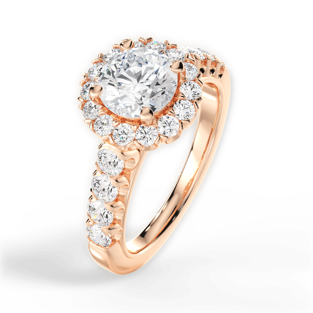 Lacey Round Cut Lab Grown Diamond 18Kt Rose Gold Engagement Ring - View 3