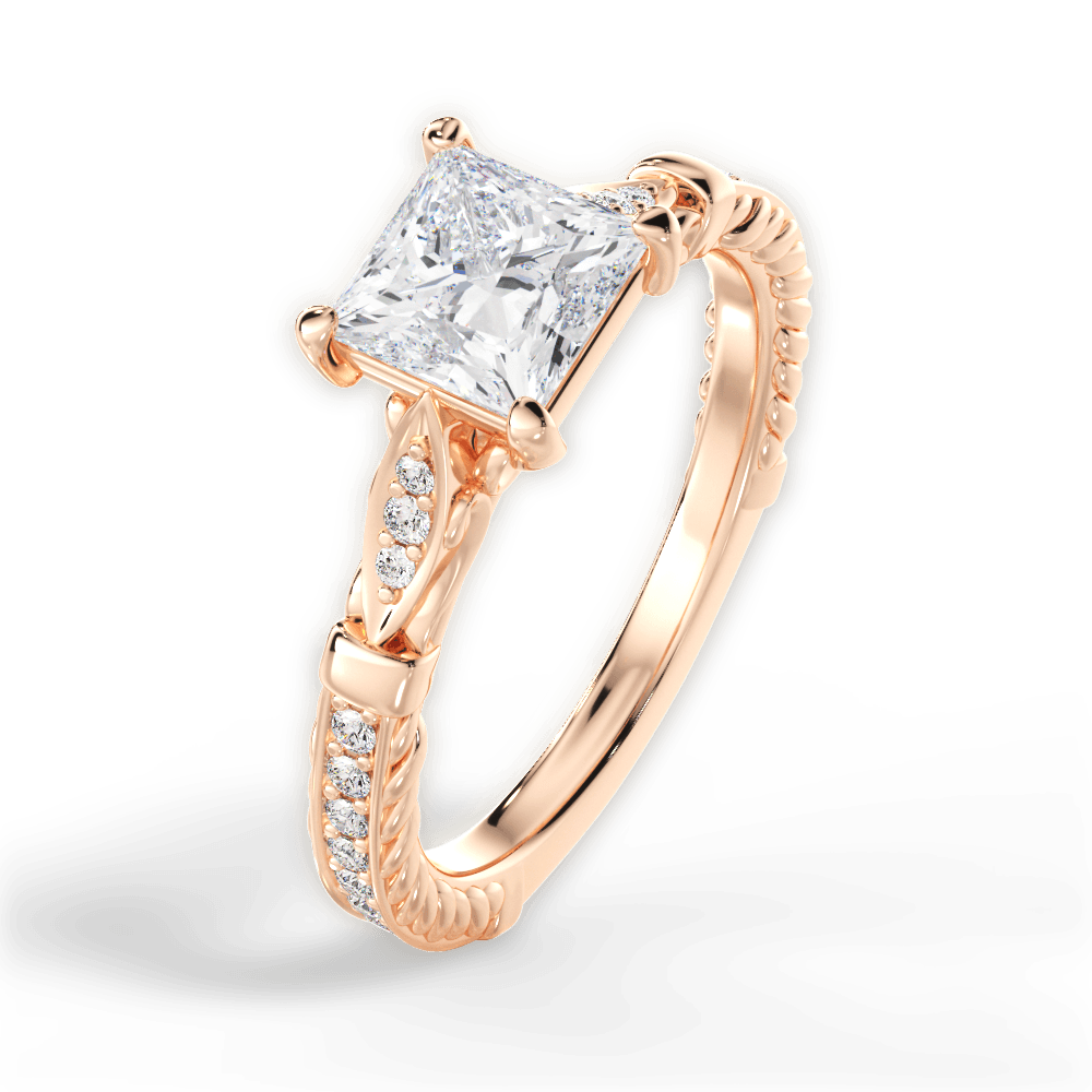 Gabriela Princess Cut Lab Grown Diamond 18Kt Rose Gold Engagement Ring - View 2