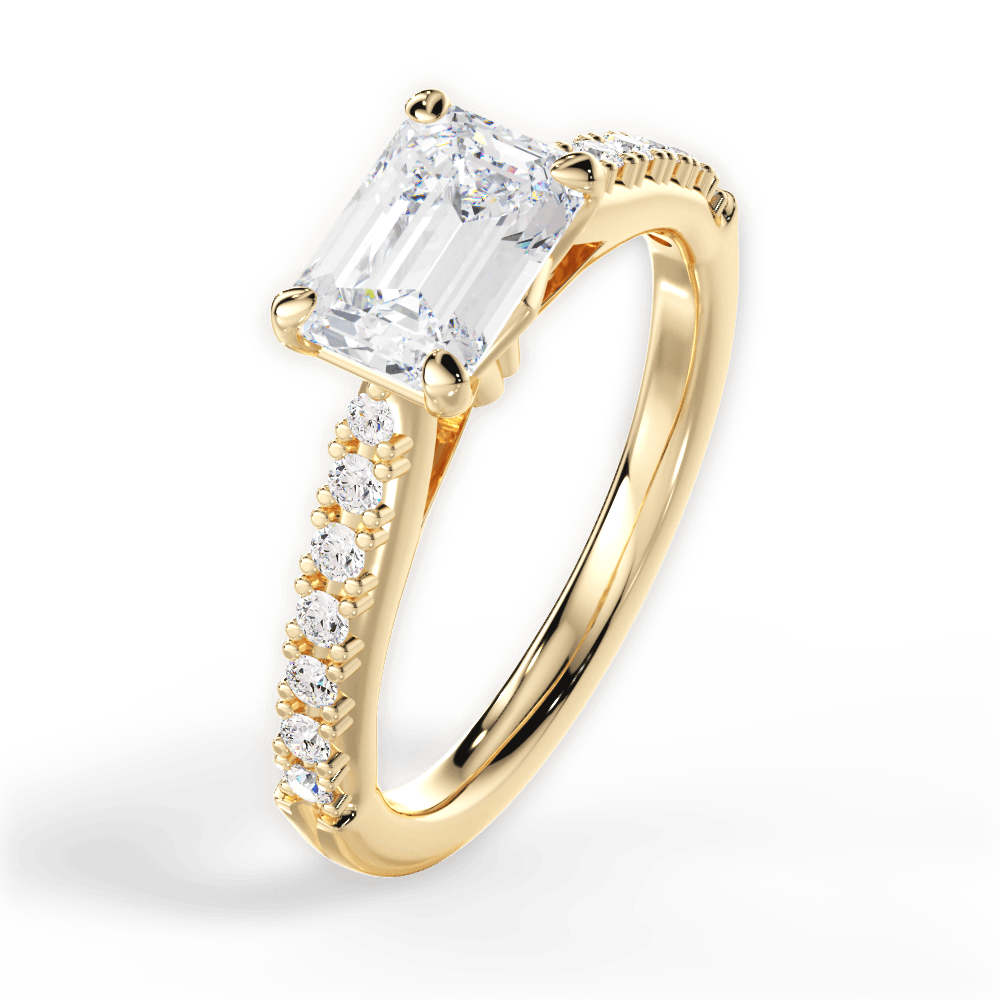 Diane Emerald Cut Lab Grown Diamond 18Kt Yellow Gold Engagement Ring - View 3