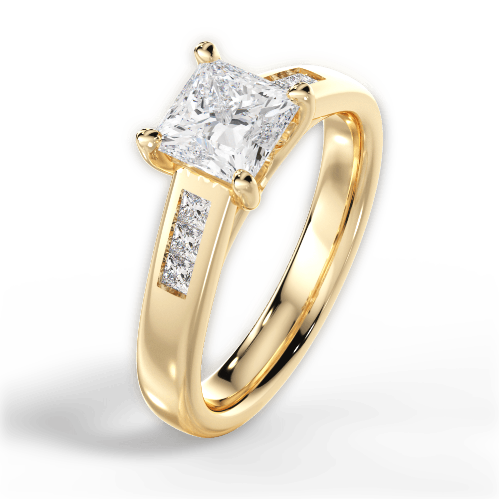 Brittany Princess Cut Lab Grown Diamond 18Kt Yellow Gold Engagement Ring - View 3