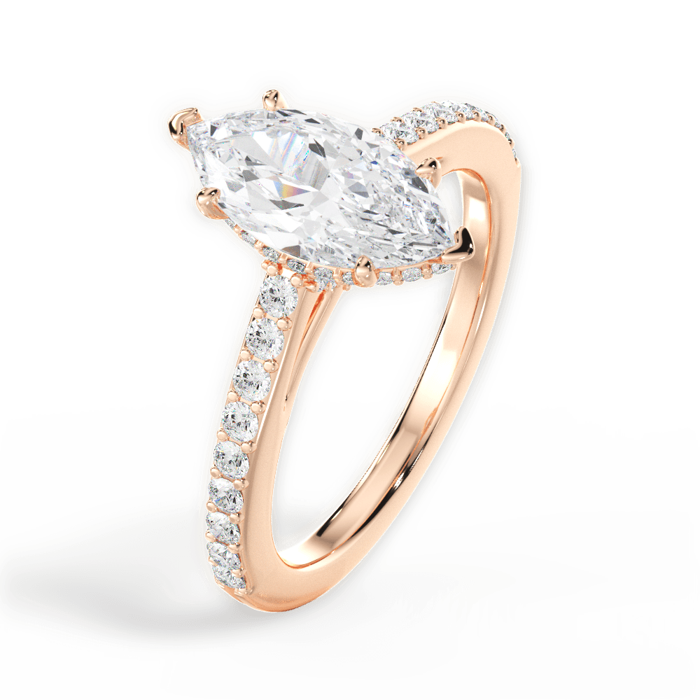 Joan Marquise Cut Lab Grown Diamond 18Kt Rose Gold Engagement Ring - View 3