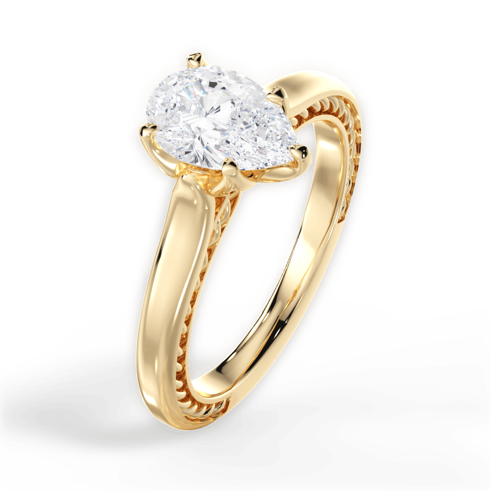 Carrie Pear Cut Lab Grown Diamond 18Kt Yellow Gold Engagement Ring - View 4