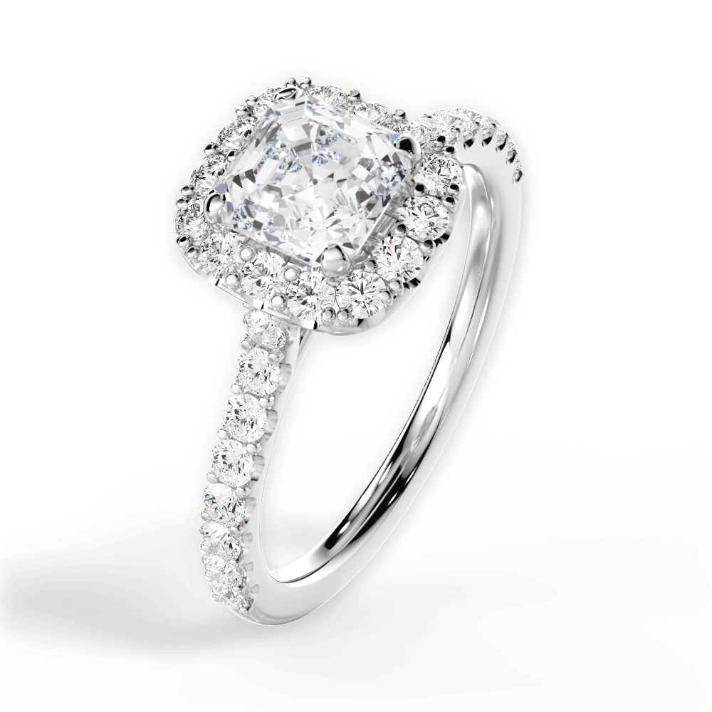 Ingrid Asscher Cut Lab Grown Diamond Platinum Engagement Ring - View 4