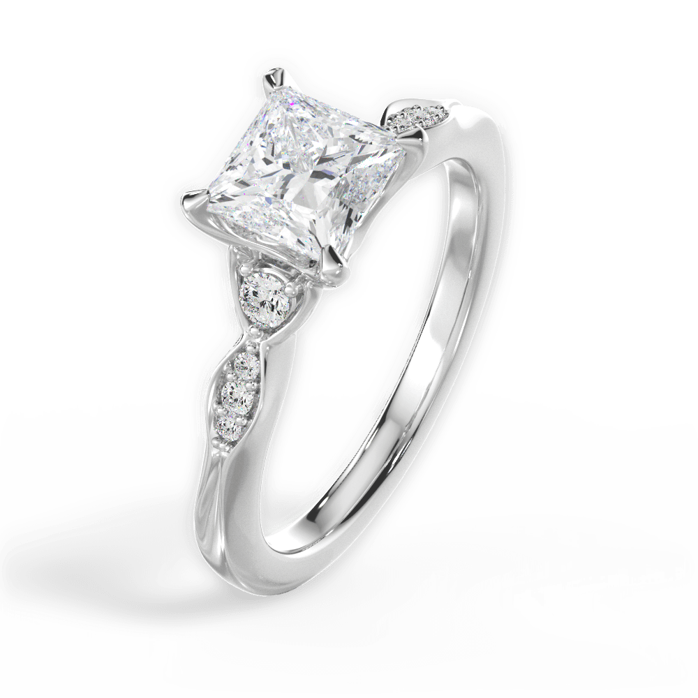 Cassie Princess Cut Lab Grown Diamond Platinum Engagement Ring - View 2