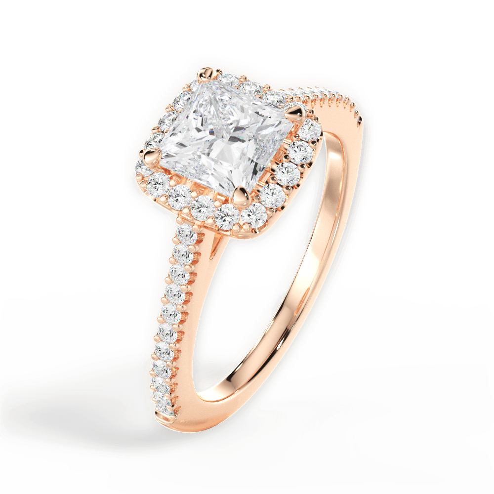 Jeanne Princess Cut Lab Grown Diamond 18Kt Rose Gold Engagement Ring - View 2