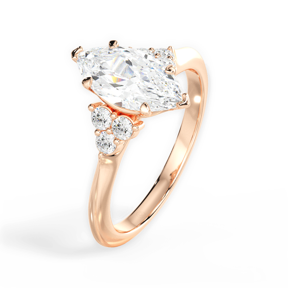 Celeste Marquise Cut Lab Grown Diamond 18Kt Rose Gold Engagement Ring - View 3