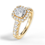 Lydia Cushion Cut Lab Grown Diamond 18Kt Yellow Gold Engagement Ring - View 2