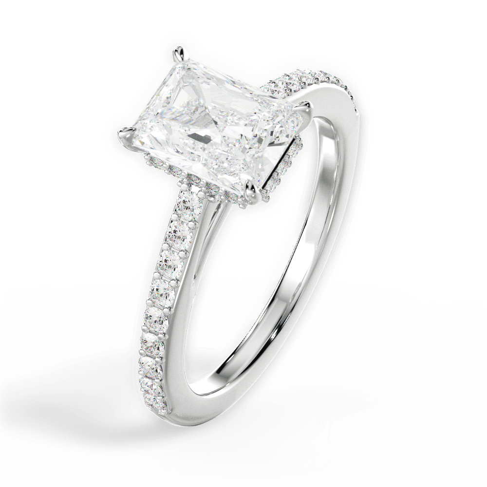 Joan Radiant Cut Lab Grown Diamond 14Kt White Gold Engagement Ring - View 3