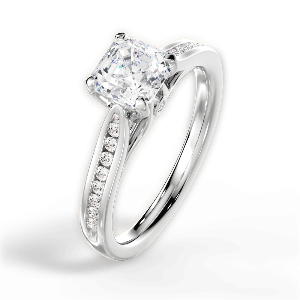 Elena Asscher Cut Lab Grown Diamond Platinum Engagement Ring - View 3