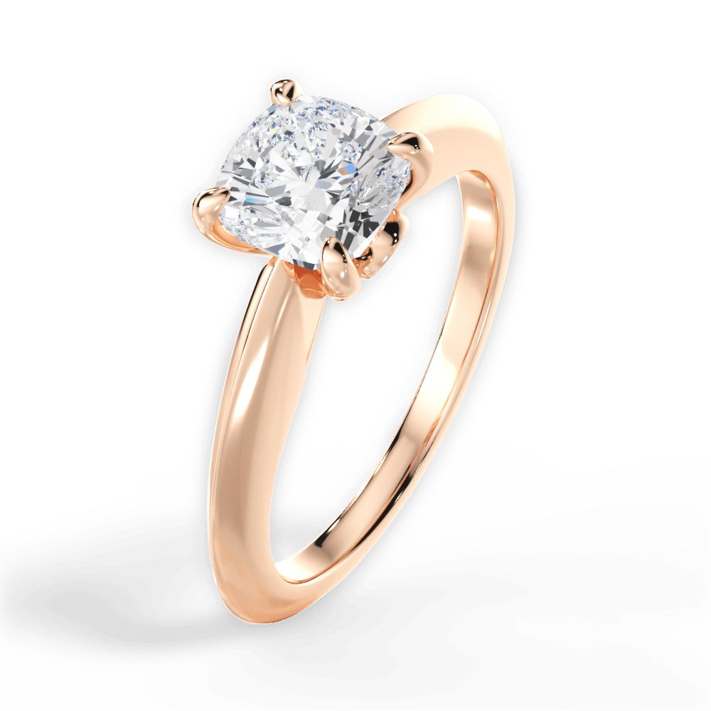 Diana Cushion Cut Lab Grown Diamond 18Kt Rose Gold Engagement Ring - View 4