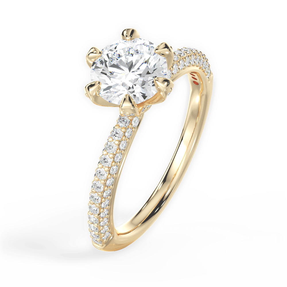 Linda Round Cut Lab Grown Diamond 18Kt Yellow Gold Engagement Ring - View 4