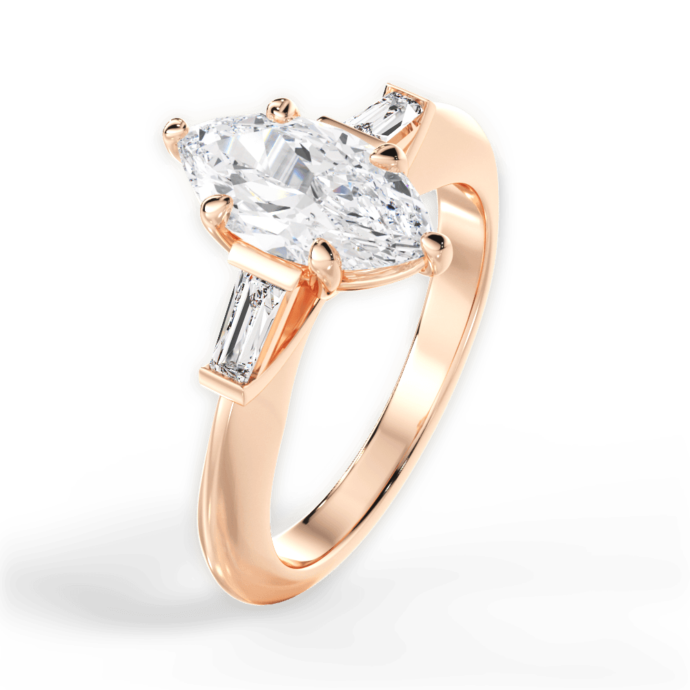 Emily Marquise Cut Lab Grown Diamond 18Kt Rose Gold Engagement Ring - View 4