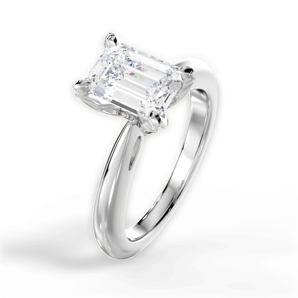 Elaine Emerald Cut Lab Grown Diamond 14Kt White Gold Engagement Ring - View 3