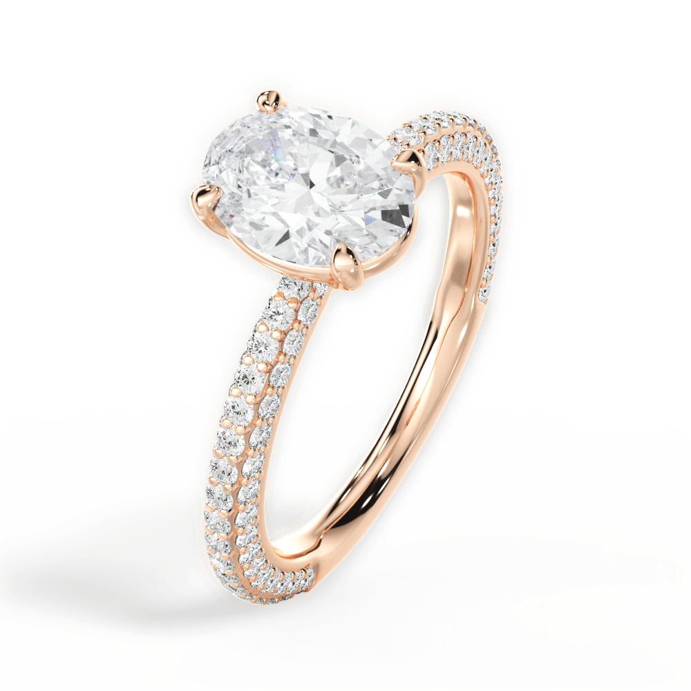 Kristen Oval Cut Lab Grown Diamond 18Kt Rose Gold Engagement Ring - View 3