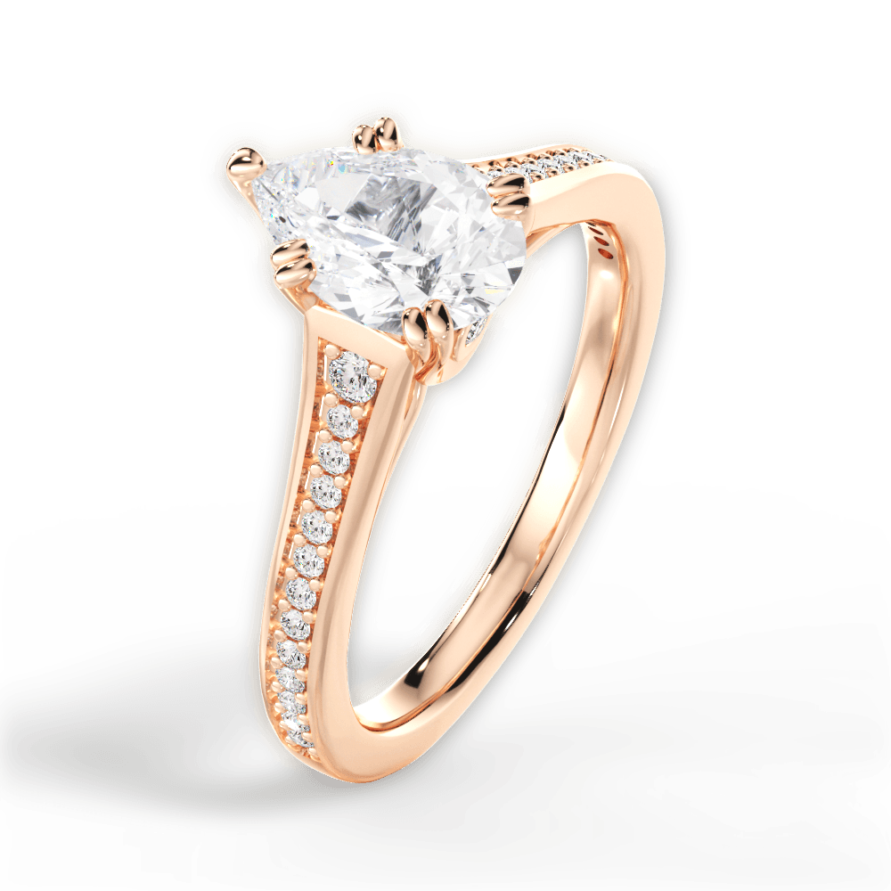 Delia Pear Cut Lab Grown Diamond 18Kt Rose Gold Engagement Ring - View 3