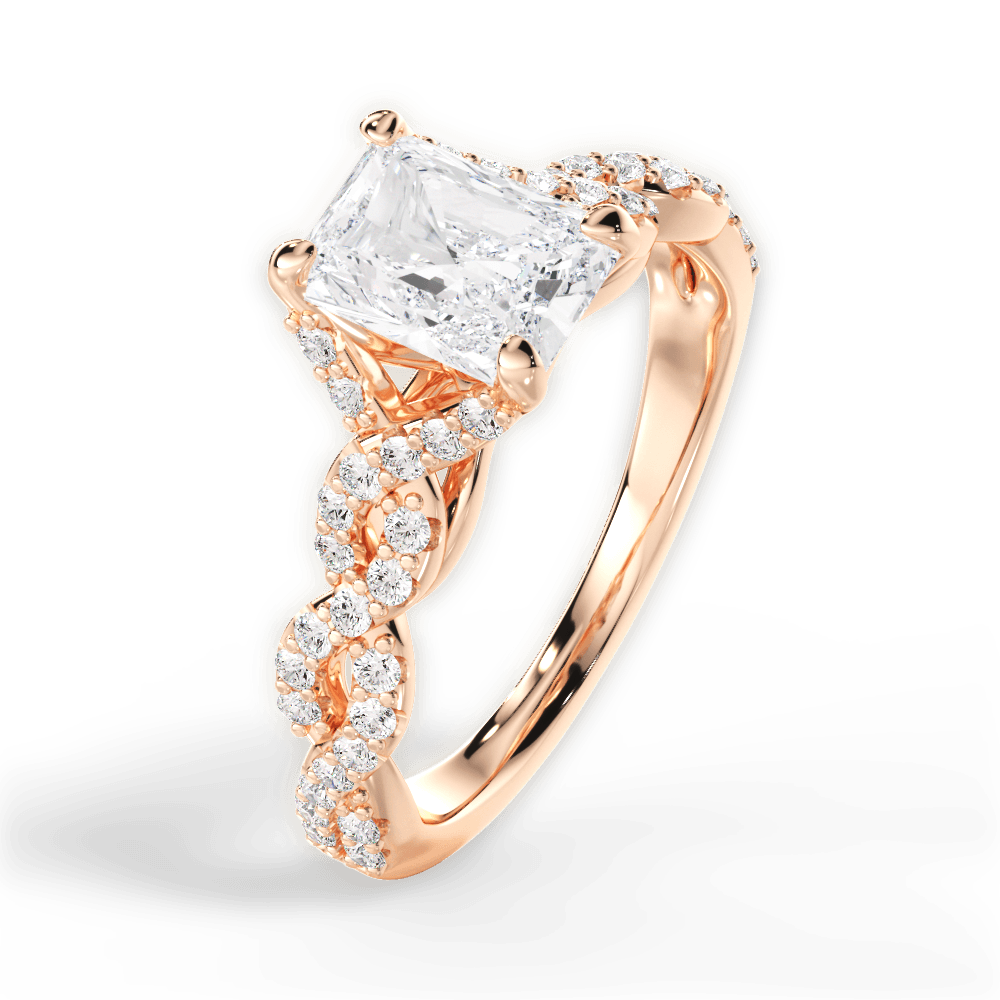 Justine Radiant Cut Lab Grown Diamond 18Kt Rose Gold Engagement Ring - View 2