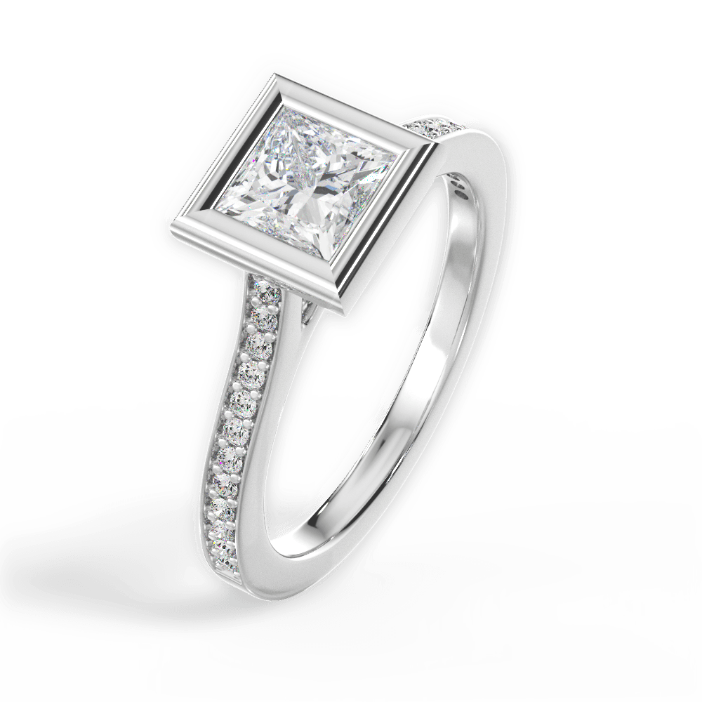 Deanna Princess Cut Lab Grown Diamond 18Kt White Gold Engagement Ring - View 2
