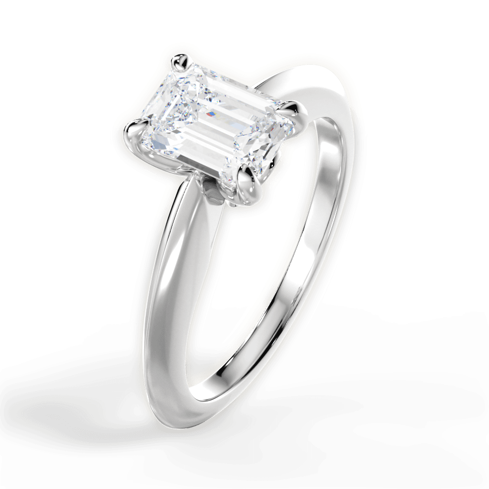 Amanda Emerald Cut Lab Grown Diamond Platinum Engagement Ring - View 3