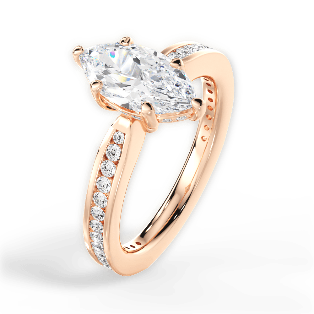 Katelyn Marquise Cut Lab Grown Diamond 18Kt Rose Gold Engagement Ring - View 2