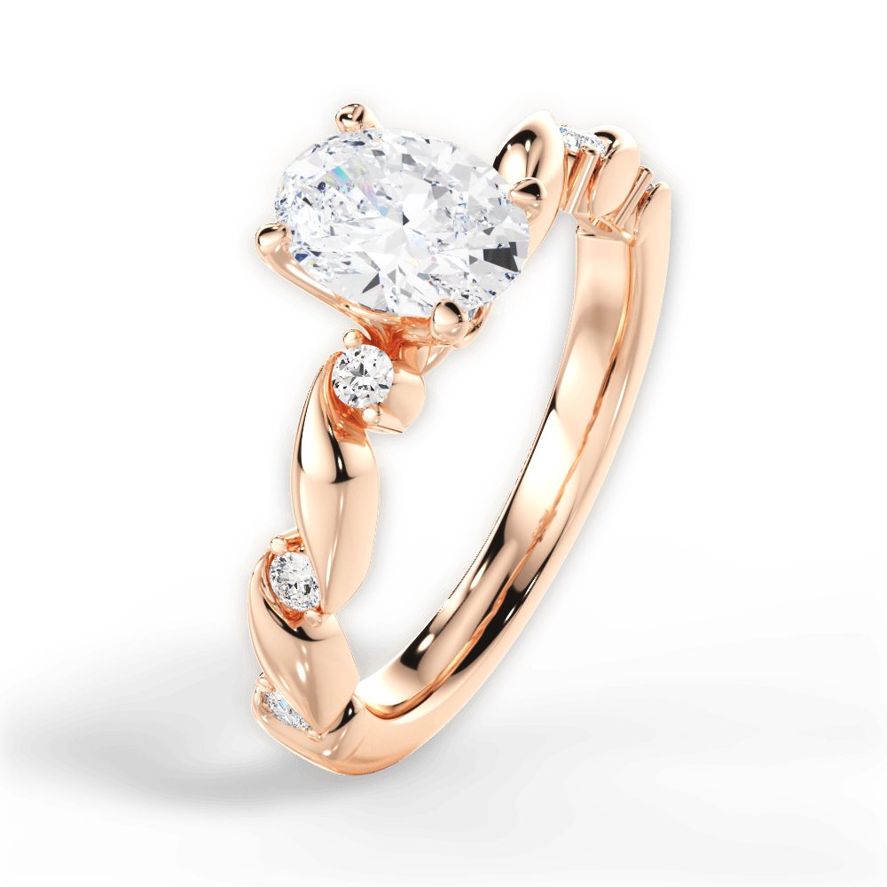 Emma Oval Cut Lab Grown Diamond 18Kt Rose Gold Engagement Ring - View 2