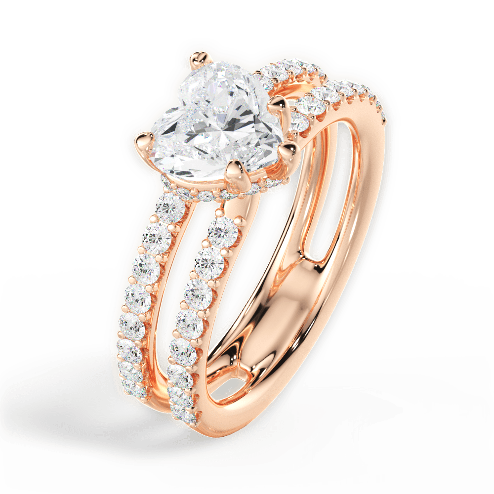 Christie Heart Cut Lab Grown Diamond 18Kt Rose Gold Engagement Ring - View 3