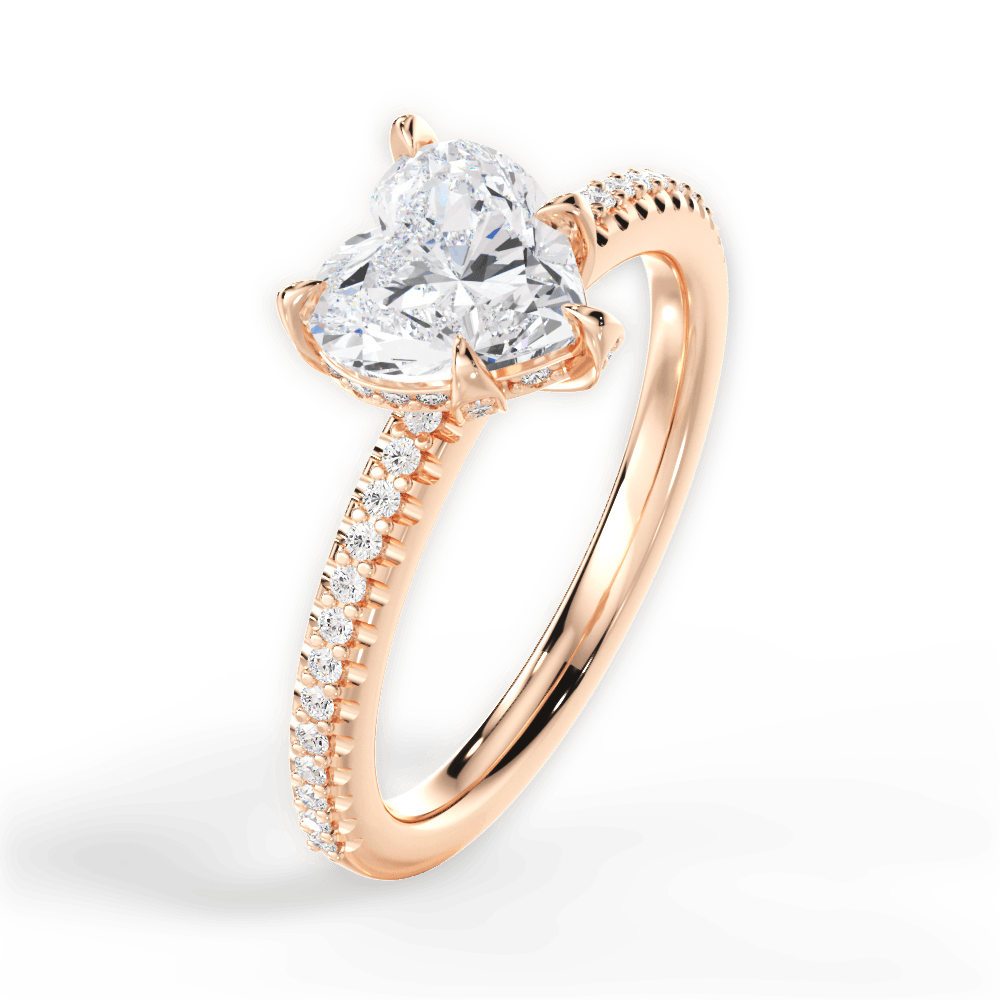 Helen Heart Cut Lab Grown Diamond 18Kt Rose Gold Engagement Ring - View 2